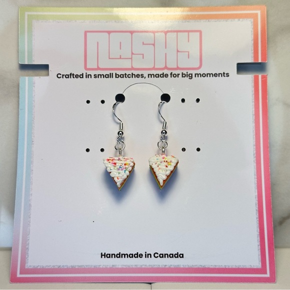 Rainbow Cake Slice (Mini) - Handmade Earrings - Picture 4 of 7